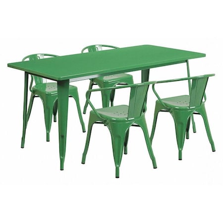 Flash Furniture Rectangle 31.5" W, 63" L, 29.5" H, Metal, Green ET-CT005-4-70-GN-GG