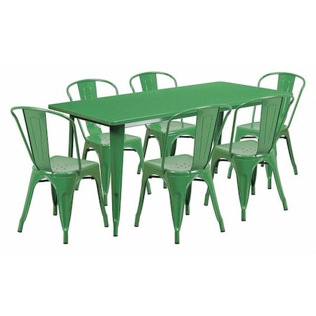Flash Furniture Rectangle 31.5" W, 63" L, 29.5" H, Metal, Green ET-CT005-6-30-GN-GG