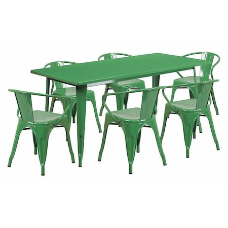 Flash Furniture Rectangle 31.5" W, 63" L, 29.5" H, Metal, Green ET-CT005-6-70-GN-GG