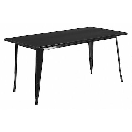 Flash Furniture Rectangle Red Metal Table Set, 31.5SQ, 31.5" W, 63" L, 29.5" H, Metal, Black ET-CT005-BK-GG