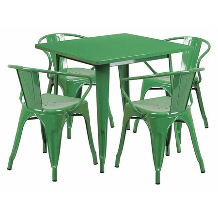 Flash Furniture Square 31.5" W, 31.5" L, 29.5" H, Metal, Green ET-CT002-4-70-GN-GG