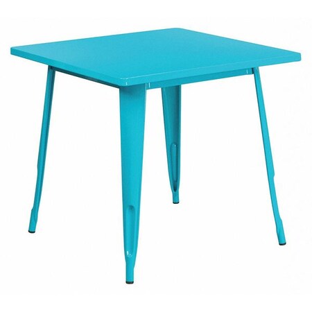 Flash Furniture Teal-Blue Metal Table, 31.5SQ ET-CT002-1-CB-GG