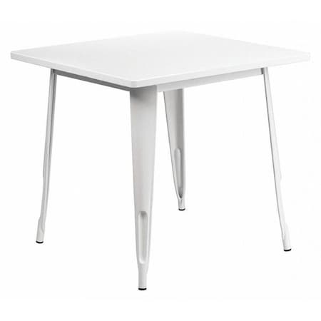 Flash Furniture White Metal Table, 31.5SQ ET-CT002-1-WH-GG