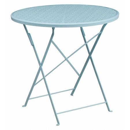 Flash Furniture 30" Round Sky Blue Steel Folding Patio Table CO-4-SKY-GG