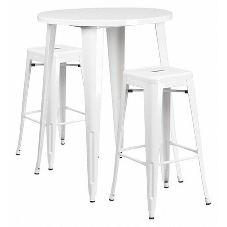 Flash Furniture Round 30" W, 30" L, 41" H, Metal, White CH-51090BH-2-30SQST-WH-GG