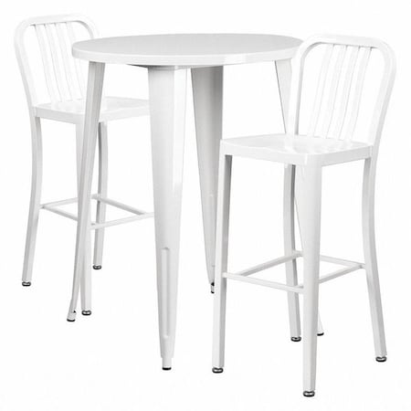 Flash Furniture Round 30" W, 30" L, 41" H, Metal, White CH-51090BH-2-30VRT-WH-GG