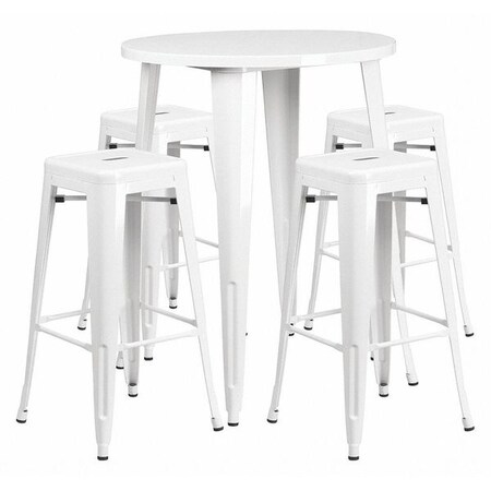 Flash Furniture Round 30" W, 30" L, 41" H, Metal, White CH-51090BH-4-30SQST-WH-GG
