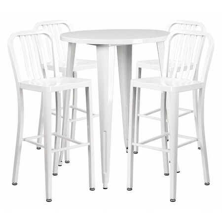Flash Furniture Round 30" W, 30" L, 41" H, Metal, White CH-51090BH-4-30VRT-WH-GG