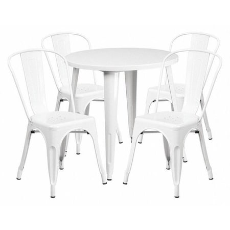 Flash Furniture Round 30" W, 30" L, 29.5" H, Metal Top, White CH-51090TH-4-18CAFE-WH-GG