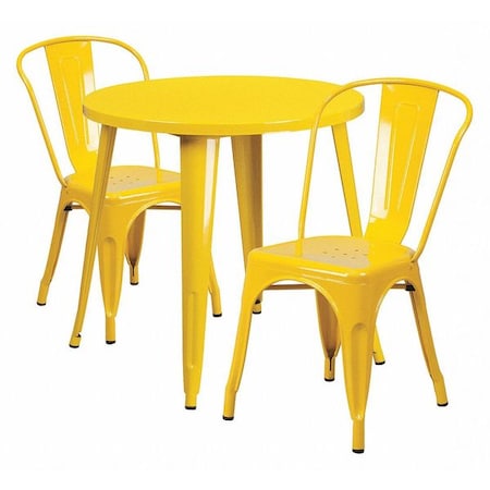 Flash Furniture Round 30" W, 30" L, 29.5" H, Metal Top, Yellow CH-51090TH-2-18CAFE-YL-GG