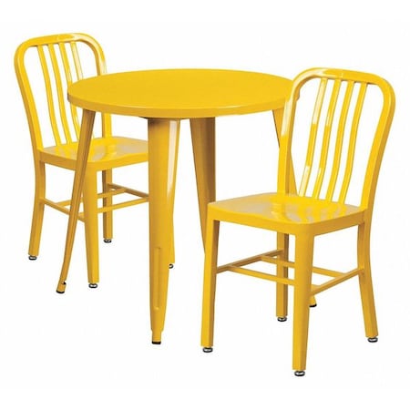 Flash Furniture Round 30" W, 30" L, 29.5" H, Metal Top, Yellow CH-51090TH-2-18VRT-YL-GG