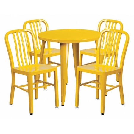 Flash Furniture Round 30" W, 30" L, 29.5" H, Metal Top, Yellow CH-51090TH-4-18VRT-YL-GG