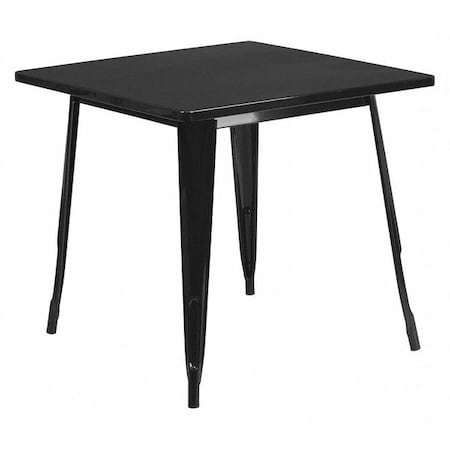 Flash Furniture Black Metal Table, 31.5SQ ET-CT002-1-BK-GG
