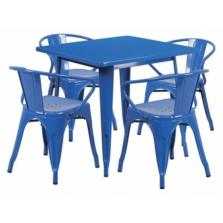 Flash Furniture Square 31.5" W, 31.5" L, 29.5" H, Metal, Blue ET-CT002-4-70-BL-GG