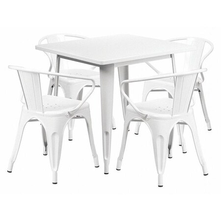 Flash Furniture Square 31.5" W, 31.5" L, 29.5" H, Metal, White ET-CT002-4-70-WH-GG