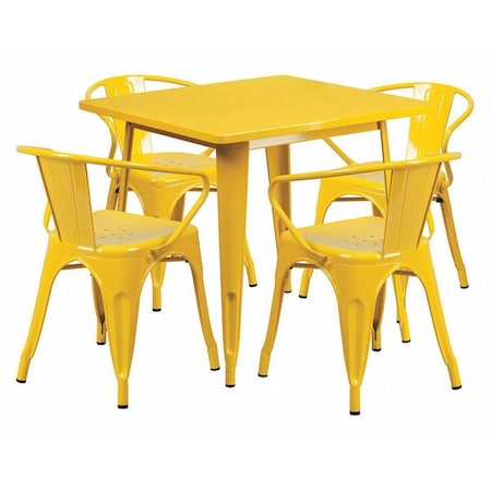 Flash Furniture Square 31.5" W, 31.5" L, 29.5" H, Metal, Yellow ET-CT002-4-70-YL-GG