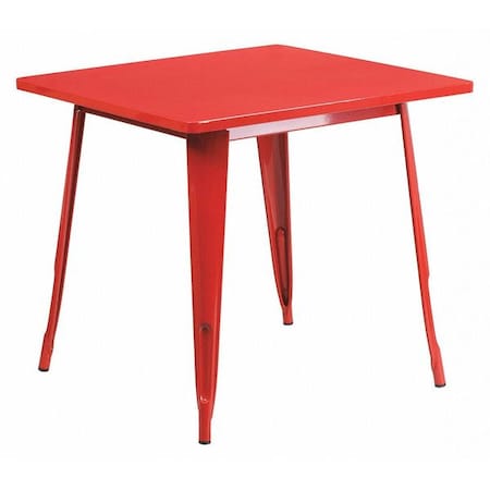 Flash Furniture Red Metal Table, 31.5SQ ET-CT002-1-RED-GG