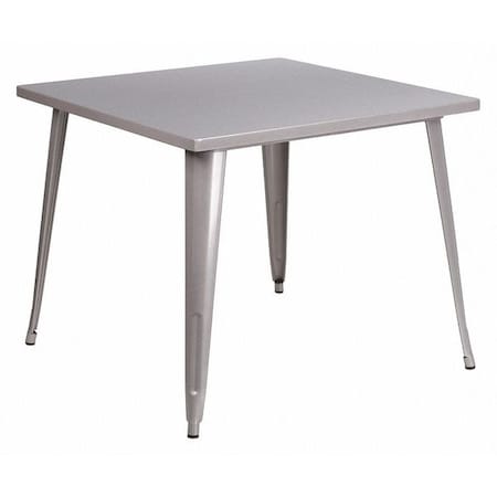 Flash Furniture Square Silver Metal Table, 35.5SQ, 35.5" W, 35.5" L, 29.75" H, Metal Top, Grey CH-51050-29-SIL-GG
