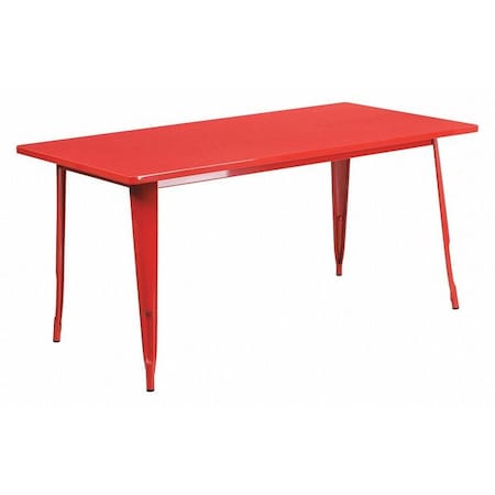 Flash Furniture Rectangle Red Metal Table, 31-1/2"X63", 31.5" W, 63" L, 29.5" H, Metal, Red ET-CT005-RED-GG