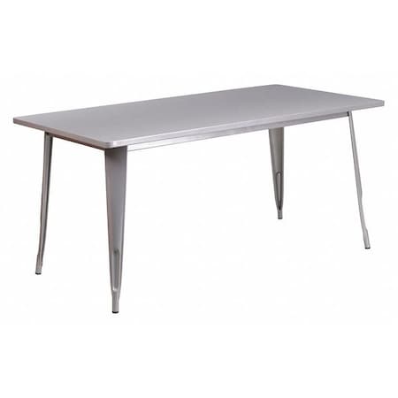 Flash Furniture Rectangle Silver Metal Table, 31-1/2"X63", 31.5" W, 63" L, 29.5" H, Metal, Grey ET-CT005-SIL-GG