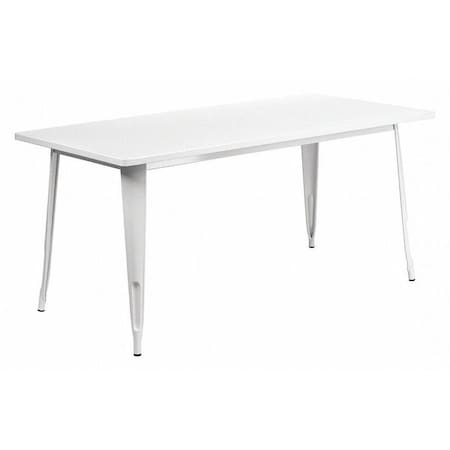 Flash Furniture Rectangle White Metal Table, 31-1/2"X63", 31.5" W, 63" L, 29.5" H, Metal, White ET-CT005-WH-GG