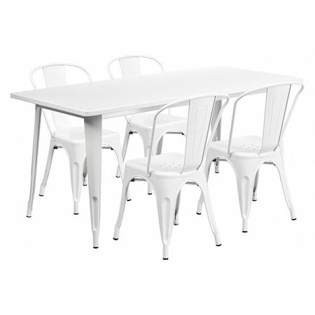 Flash Furniture Rectangle 31.5" W, 63" L, 29.5" H, Metal, White ET-CT005-4-30-WH-GG