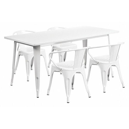 Flash Furniture Rectangle 31.5" W, 63" L, 29.5" H, Metal, White ET-CT005-4-70-WH-GG