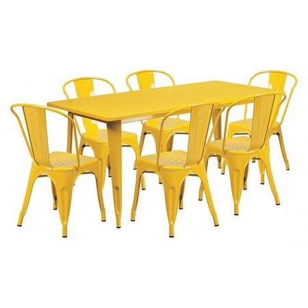 Flash Furniture Rectangle 31.5" W, 63" L, 29.5" H, Metal, Yellow ET-CT005-6-30-YL-GG