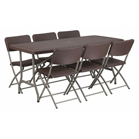 Flash Furniture Rectangle 32.5" W, 67.5" L, 28.75" H, Plastic Top, Brown DAD-YCZ-172-61-GG