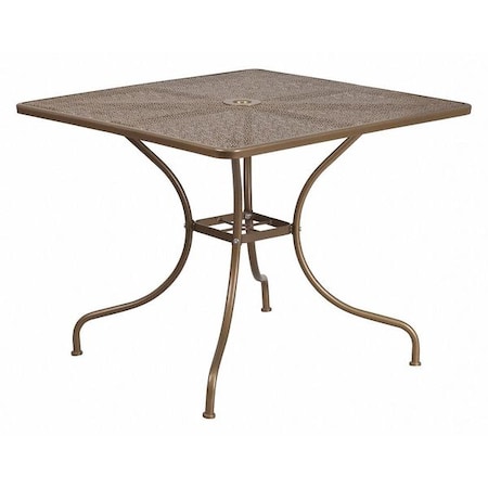 Flash Furniture 35.5" Square Gold Steel Patio Table-Umbrella Hole CO-6-GD-GG