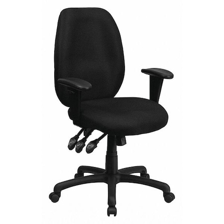 Flash Furniture Black High Back Exec Chair, Seat Height Range: 18" to 21-1/2" BT-6191H-BK-GG