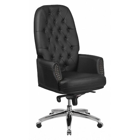 Flash Furniture Executive Chair Fixed Arms, 21" to 23-1/4" Height, Leather, Black BT-90269H-BK-GG