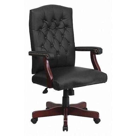 Flash Furniture Executive Chair Fixed Arms, 19-1/2" to 23" Height, Metal, Black LeatherSoft 801L-LF0005-BK-LEA-GG