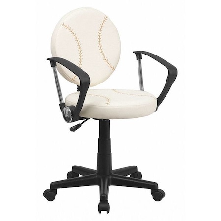 Flash Furniture Vinyl Task Chair, 17" to 21-1/2", Fixed Arms, Brown and Cream BT-6179-BASE-A-GG