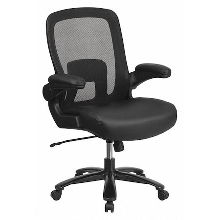 Flash Furniture Contemporary Office Chair, Black Back, 31-1/2 in W 28-1/2" L 47-1/2" H, Padded Flip-up BT-20180-LEA-GG