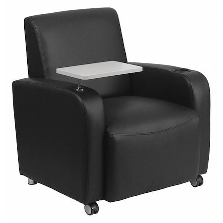 Flash Furniture Contemporary Guest Chair, Black Back, 41 in W 27" L 35" H, Raised Tablet, Leather Seat BT-8217-BK-CS-GG