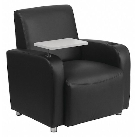 Flash Furniture Contemporary Guest Chair, Black Back, 41 in W 27" L 35" H, Raised Tablet, Leather Seat BT-8217-BK-GG