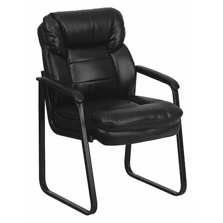 Flash Furniture Contemporary Executive Side Reception Chair, Black Back, 24 in W 26" L 36" H, Curved Padded GO-1156-BK-LEA-GG