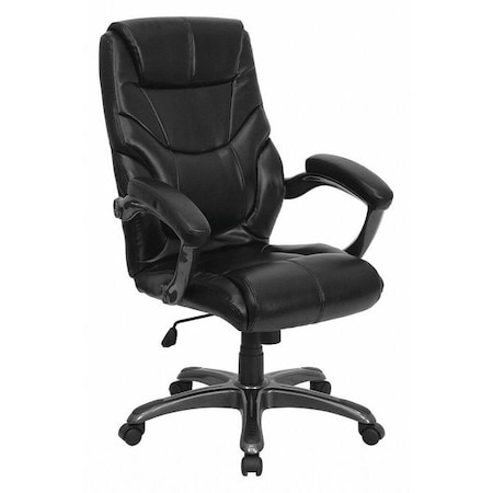 Flash Furniture Contemporary Chair Black High Back Exec Chair, Fixed Arms, 18" to 21-1/2" Height, Leather, Black GO-724H-BK-LEA-GG