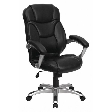 Flash Furniture Contemporary Chair Fixed Arms, 18-1/4" to 22" Height, Leather, Black LeatherSoft GO-725-BK-LEA-GG