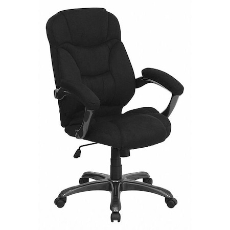 Flash Furniture Contemporary Chair Fixed Arms, 18-1/4" to 22" Height, Black Microfiber GO-725-BK-GG