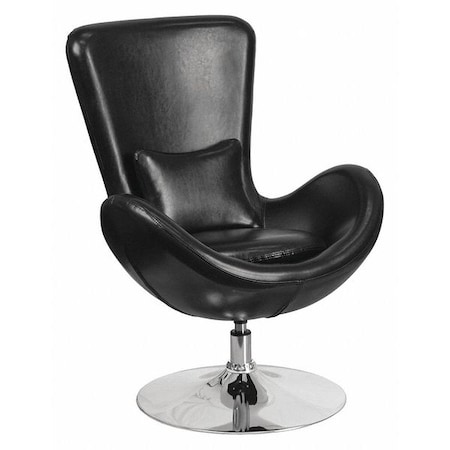 Flash Furniture Egg Side Reception Chair, Black LeatherSoft Seat, Black Back, 30 W 30" L 38 H, Integrated Curved CH-162430-BK-LEA-GG