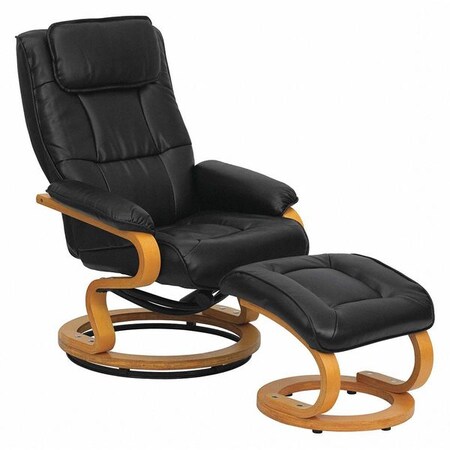 Flash Furniture Black LeatherSoft Recliner & Ottoman w/ Wood Base BT-7615-BK-CURV-GG