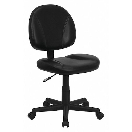 Flash Furniture Leather Task Chair, 17-1/2" to 22-1/2", Loop Arms, Black BT-688-BK-GG