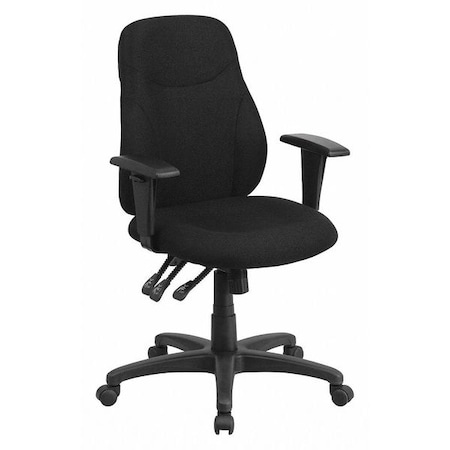Flash Furniture Fabric Task Chair, 16-3/4" to 20-1/2", Adjustable Arms, Black BT-90297M-A-GG
