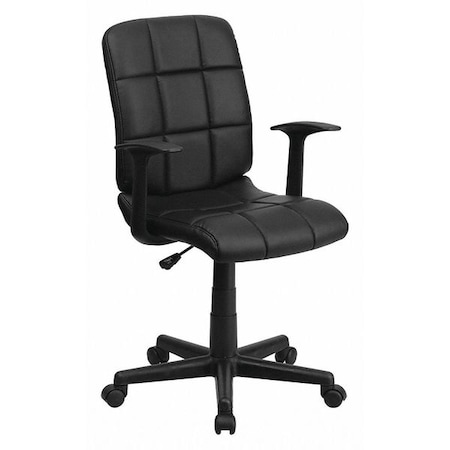 Flash Furniture Vinyl Contemporary Chair, 16-3/4" to 21-3/4, Fixed Arms, Black GO-1691-1-BK-A-GG