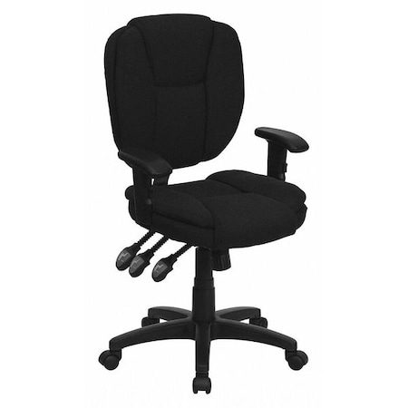 Flash Furniture Polypropylene Contemporary Chair, 18-1/4" to 21-1/2", Adjustable Arms, Black Fabric GO-930F-BK-ARMS-GG