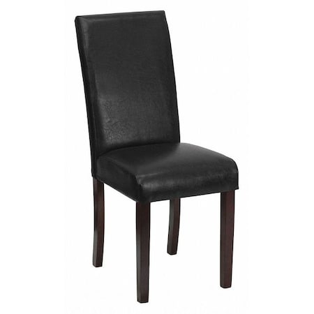 Flash Furniture Contemporary Parsons Chair, Black Seat, Black Back, 16 W 19" L 39 H BT-350-BK-LEA-023-GG