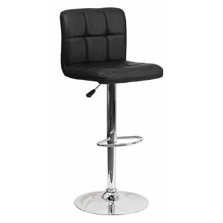 Black Quilted Vinyl Barstool Adj Height Weight Capacity 330 lb