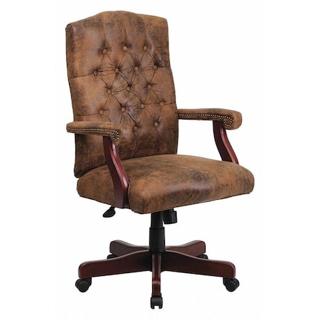 Flash Furniture Executive Chair Brown High Back Exec Chair, Fixed Arms, 19-1/2" to 23" Height 802-BRN-GG